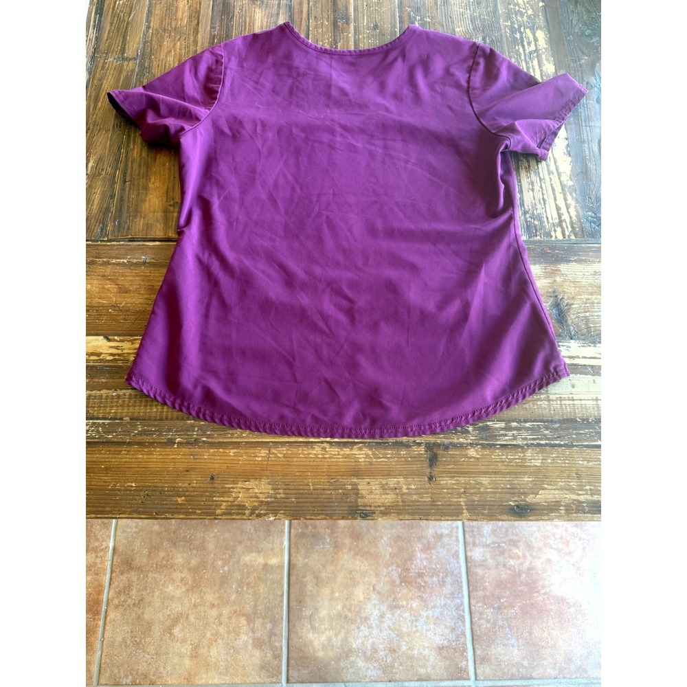 Scrubstar Ultimate Criss Cross Scrub Top Women Large Purple Stretch Twill V Neck